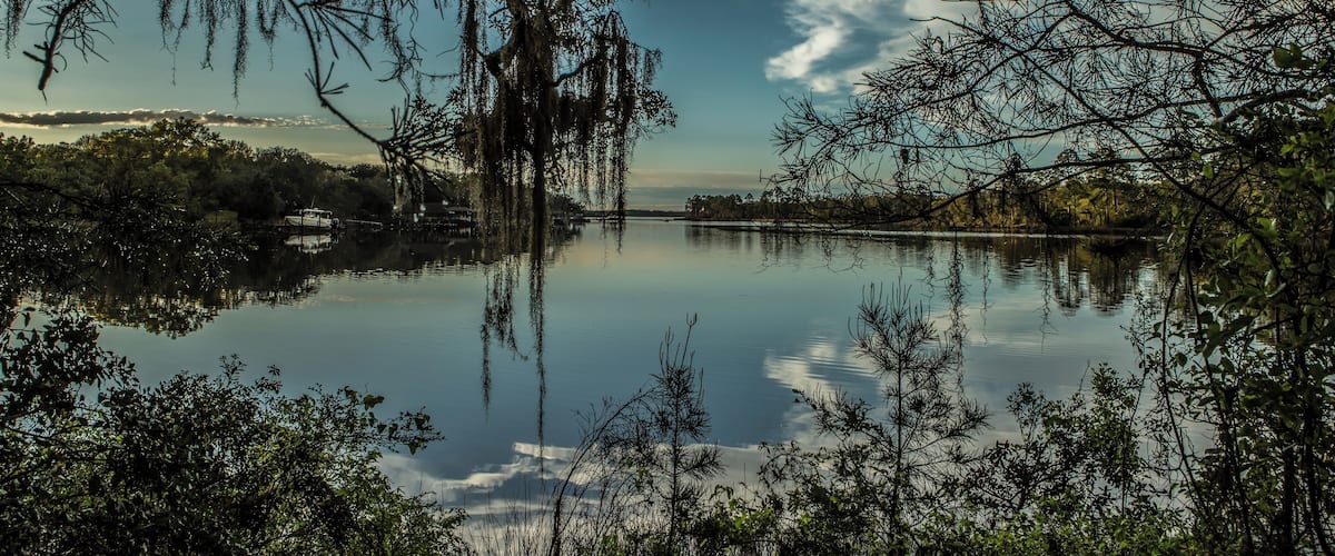 The bayou in Lynn Haven Florida at sunset