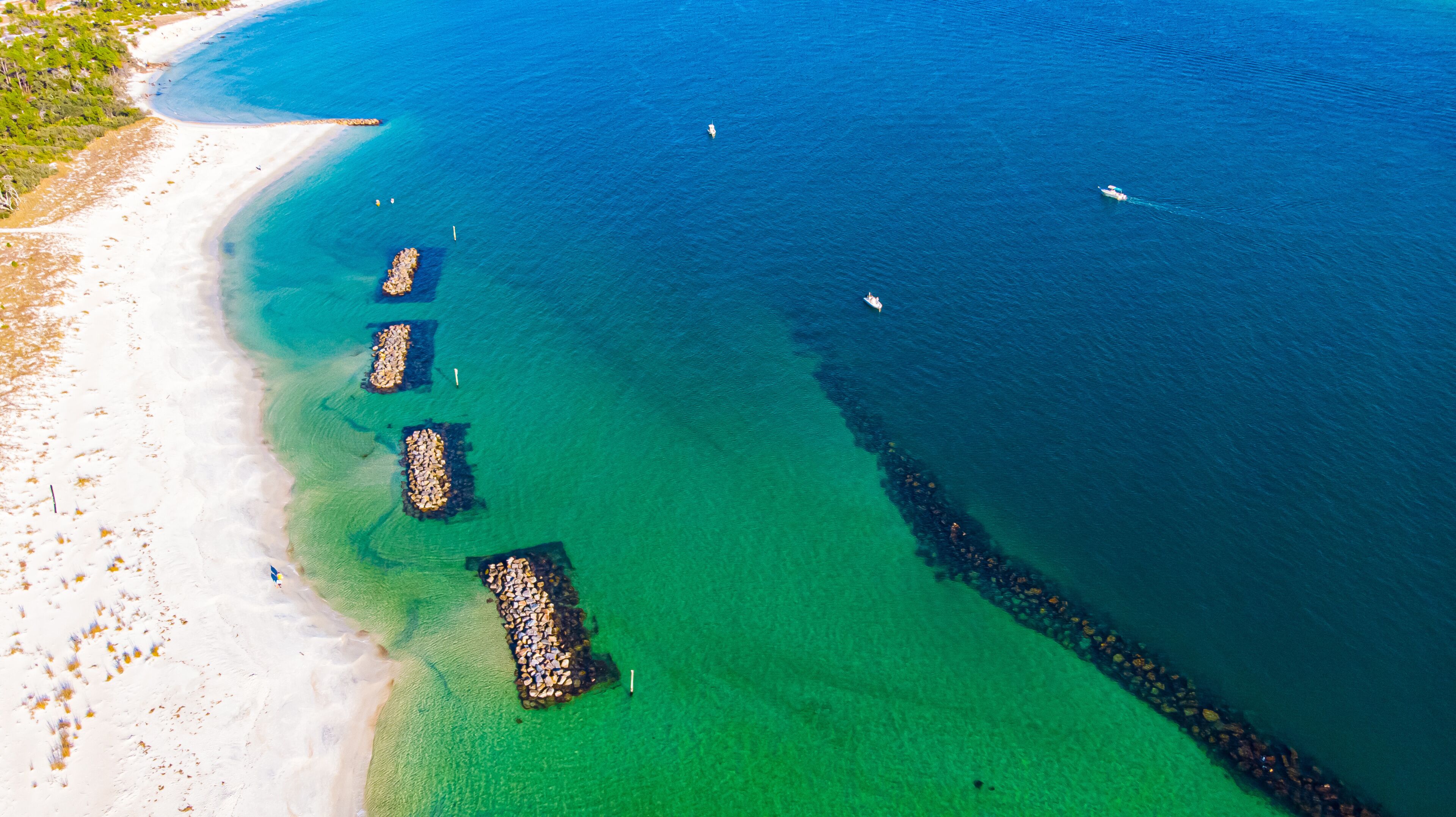 Panama City Beach Aerial View with White Sand Sea , Florida , USA