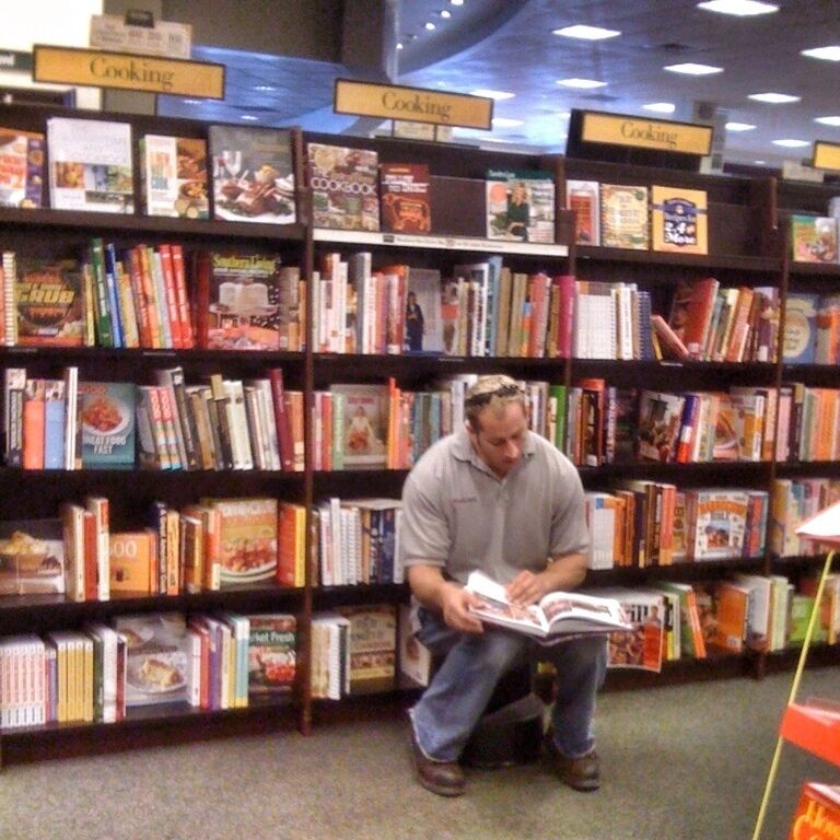 A great place for books... Even if you're a bodybuilder that likes to sit on children's chairs in the cooking section. 