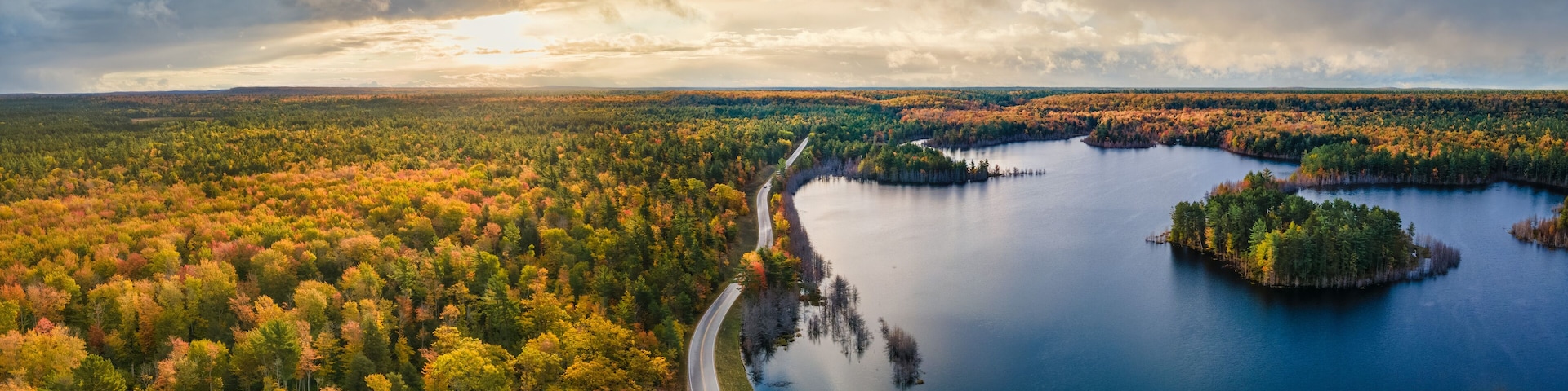 Awesome sunrise on Kingston Lake near the Pictured Rocks National Lakeshore in Michigan Upper Peninsula