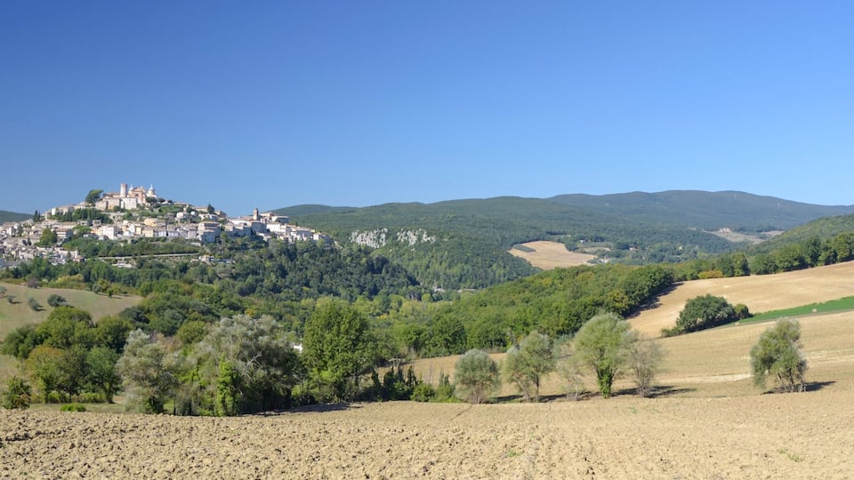 View from the characteristic Italian medieval village on the hill.Umbria, Amelia panorama