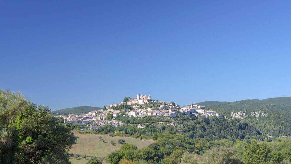 View from the characteristic Italian medieval village on the hill.Umbria, Amelia panorama