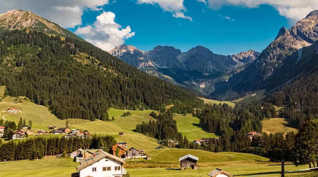 Beautiful alpine summer view at the famous Kleinwalsertal valley, Mittelberg, Vorarlberg, Austria