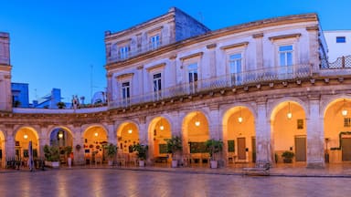 Martina Franca, Apulia, Italy. Panorama of the Piazza Plebiscito and the San Martino Church at blue hour.