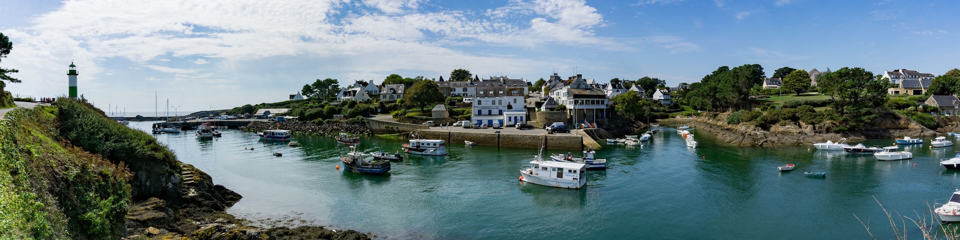 panorama view of the picturesque Port de Doelan village and harbor in Brittany