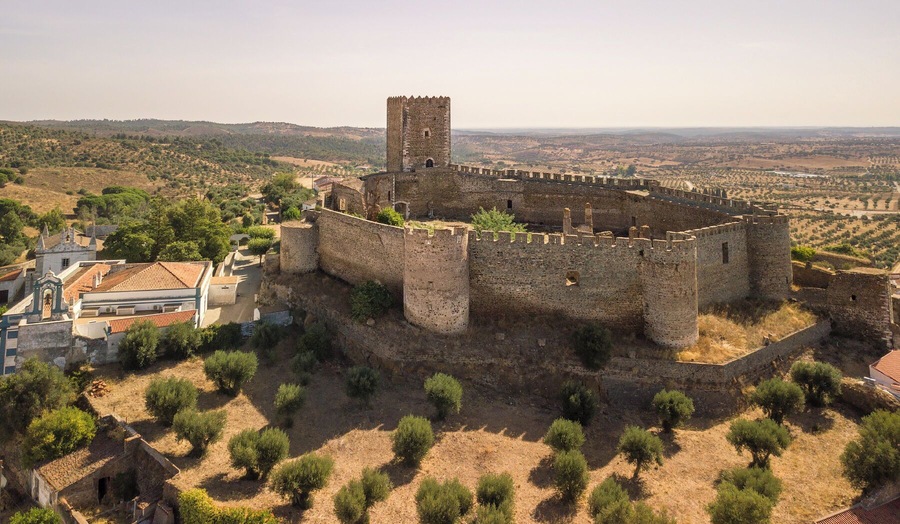 The castle was built in the Gothic style and has a heptagonal shape, the walls are reinforced with round towers at the corners.