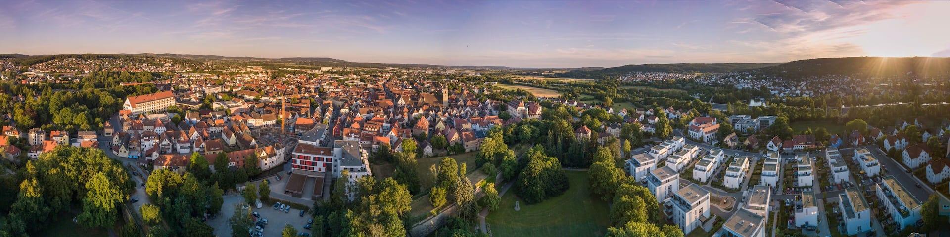 Aerial view of Forchheim old fortress town in Bavaria near Nuremberg Germany