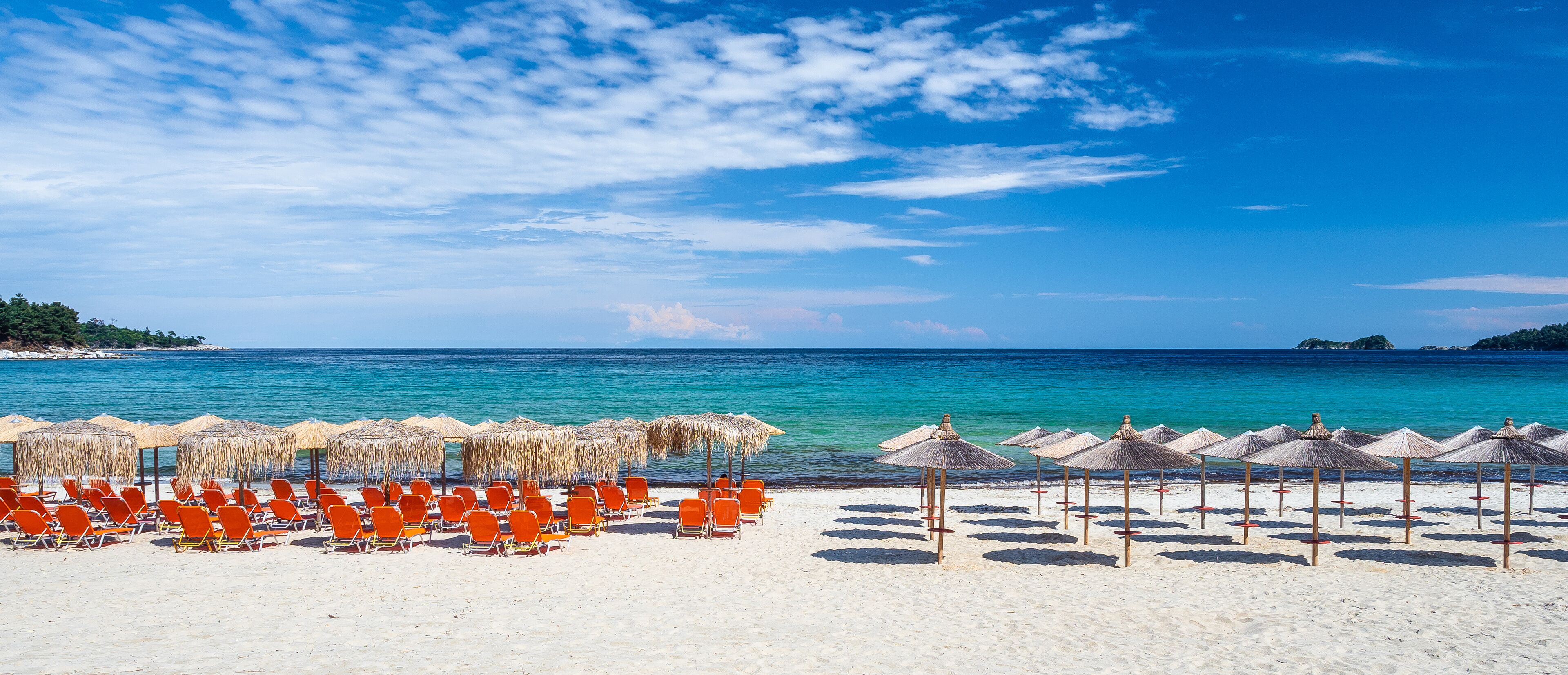 Amazing Golden Beach on Thassos, Aegean Sea, Greece