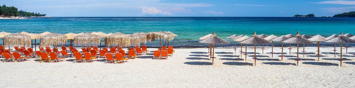 Amazing Golden Beach on Thassos, Aegean Sea, Greece