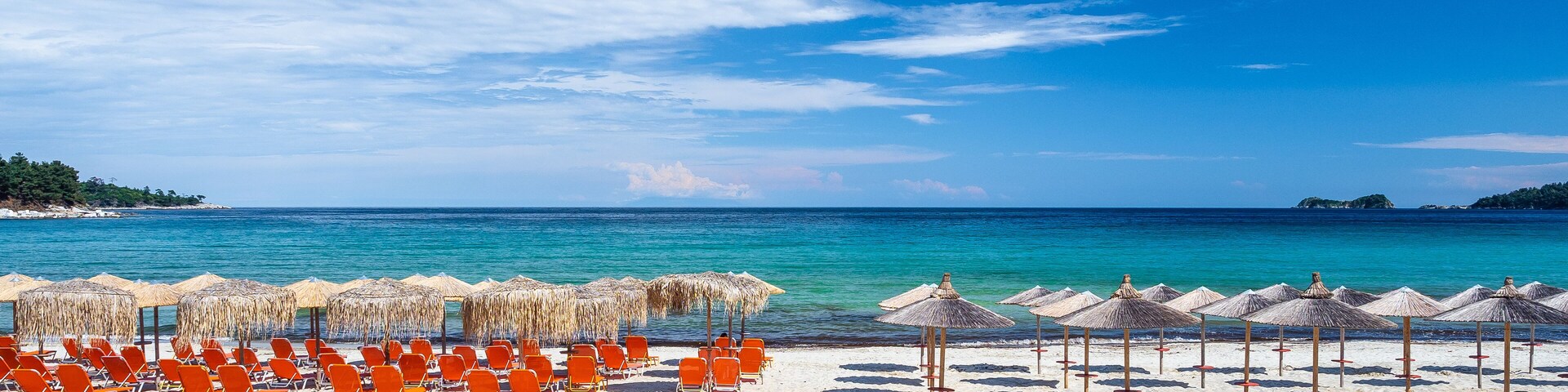 Amazing Golden Beach on Thassos, Aegean Sea, Greece
