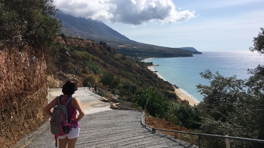 Walking down the steps to kanali Beach