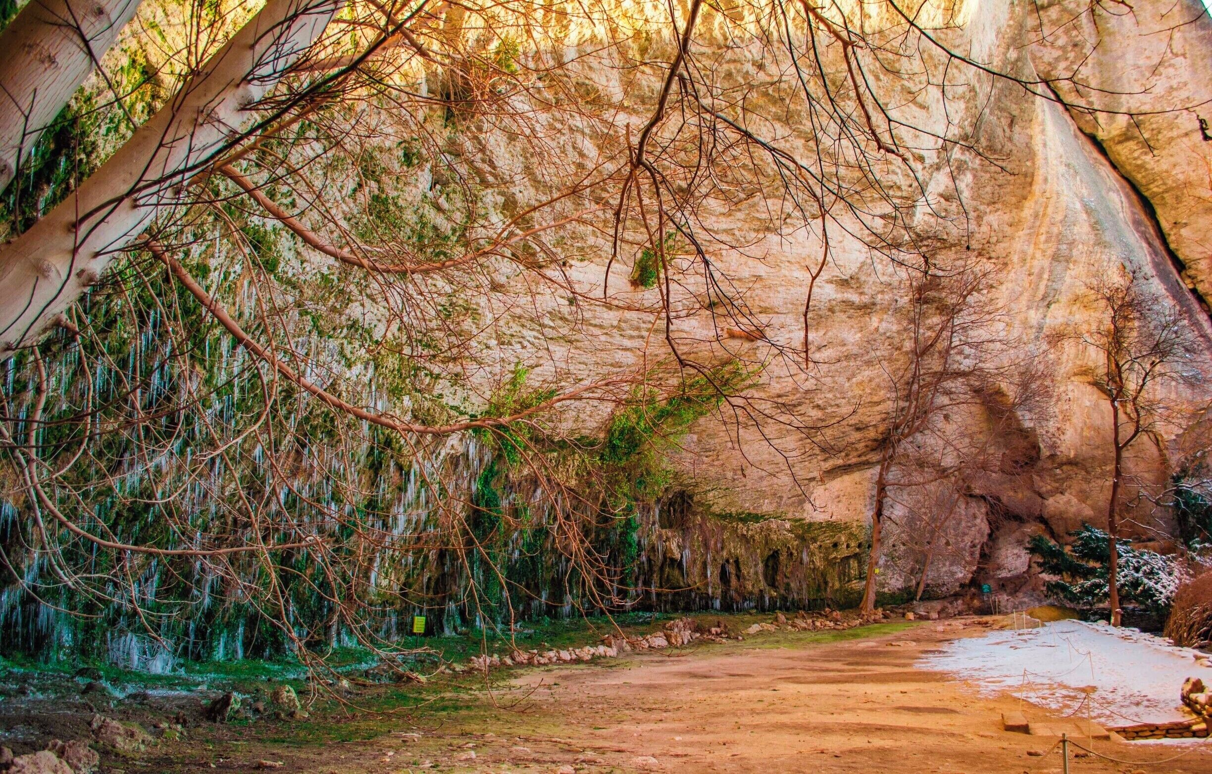 The caves during the winter.