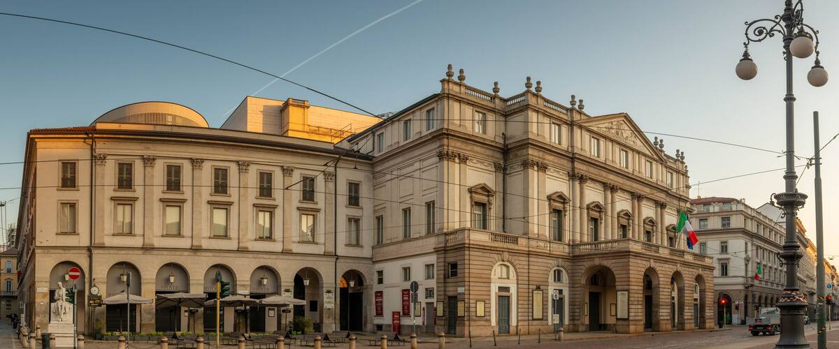 Exterior of the Teatro alla Scala in Milan famous all over the world for its representations