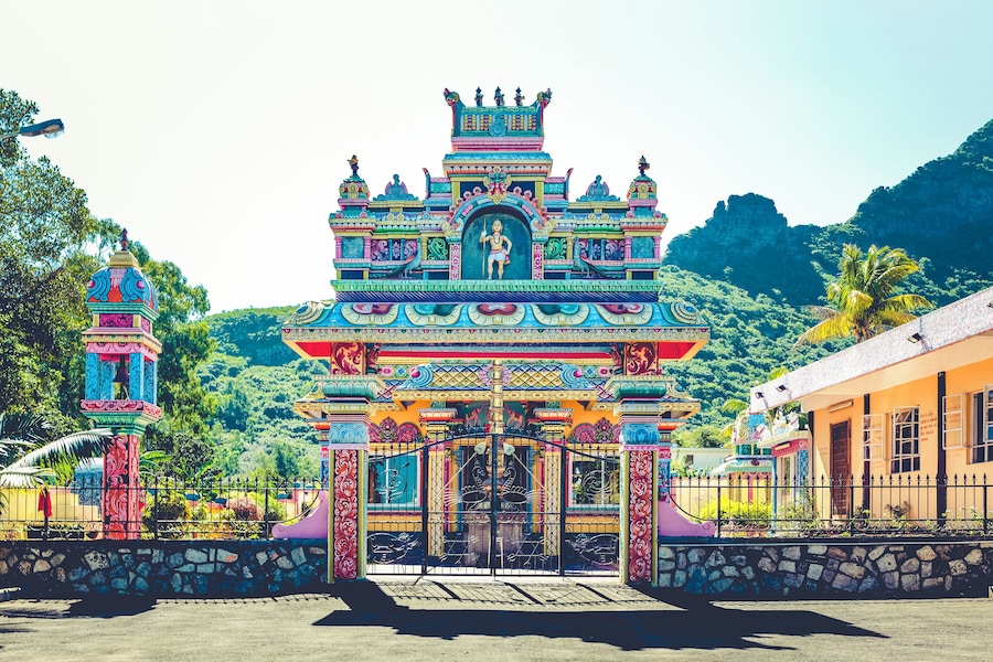 kovil hindu temple in mahebourg on mauritius island, indian ocean, africa.