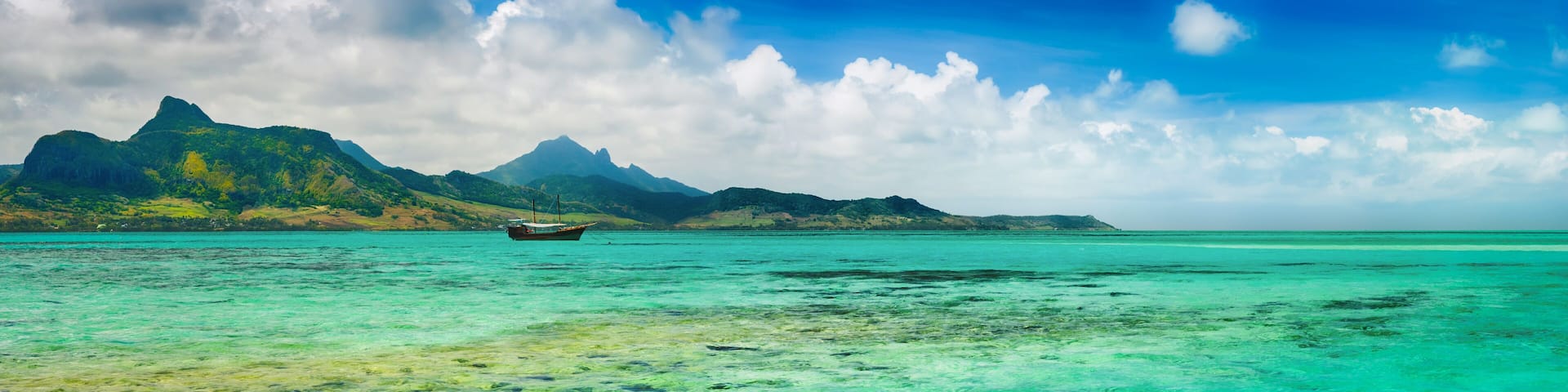 View of a sea at day time. Mauritius. Panorama