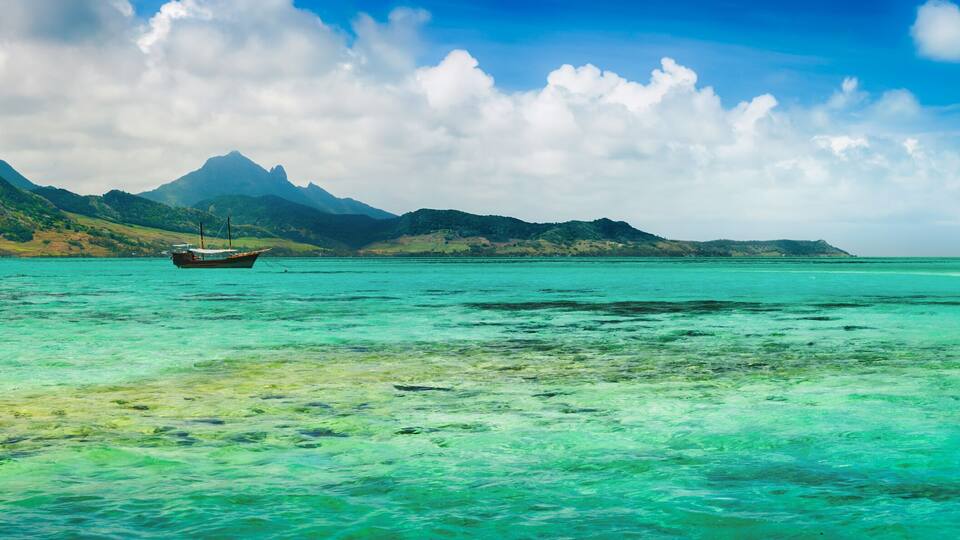 View of a sea at day time. Mauritius. Panorama