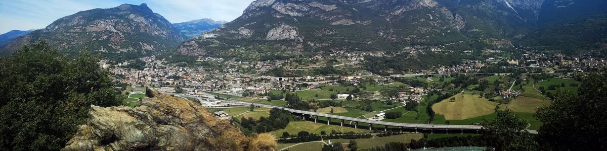 Panoramic view in the Aosta valley from Ussel Castle
