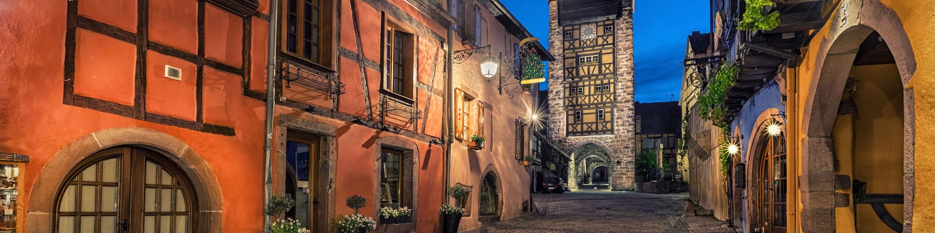Dolder Tower and traditional houses in Riquewihr, France