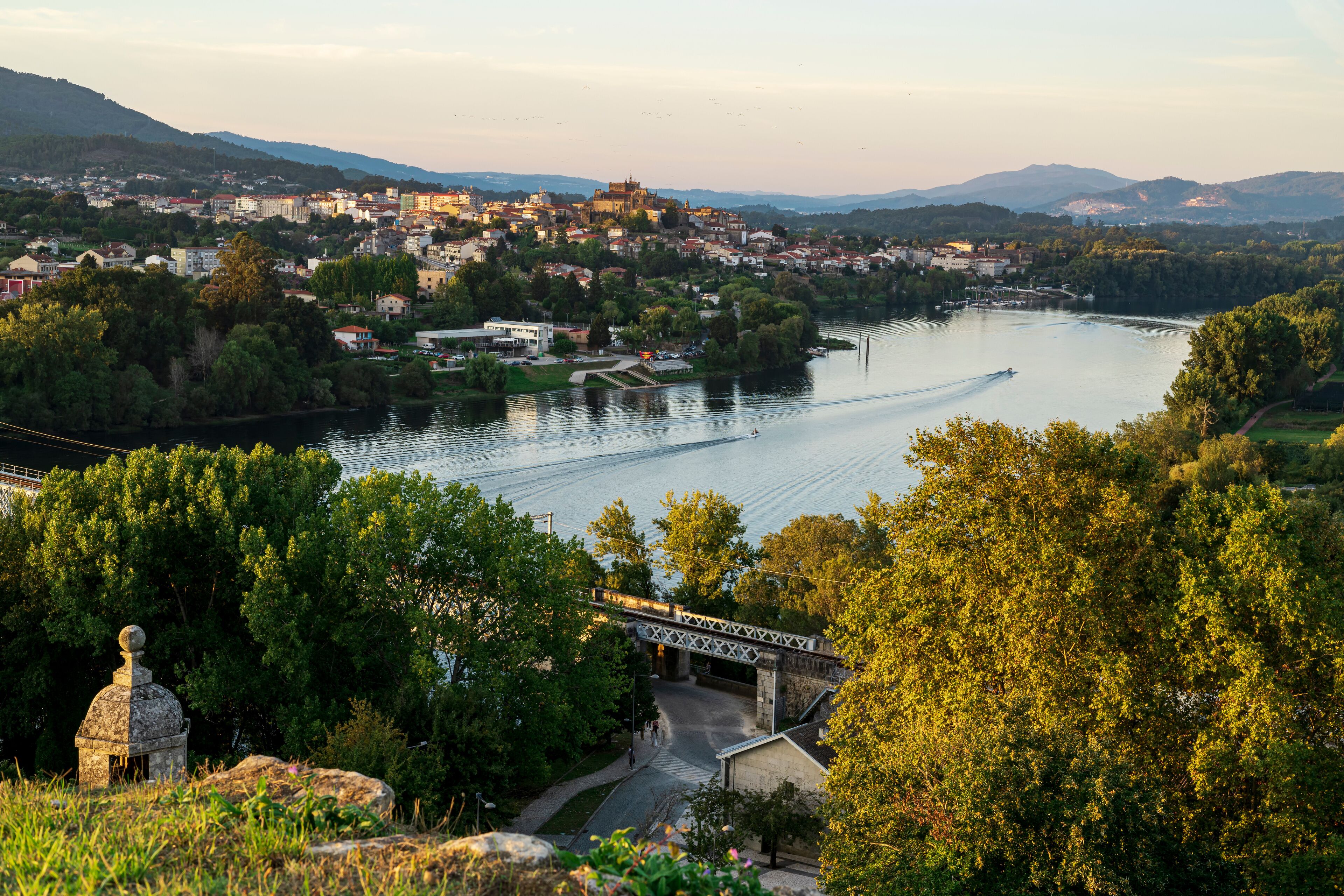 View of the beautiful town of Tui from the great fortress of Valença. Photography made in Valença, Portugal.