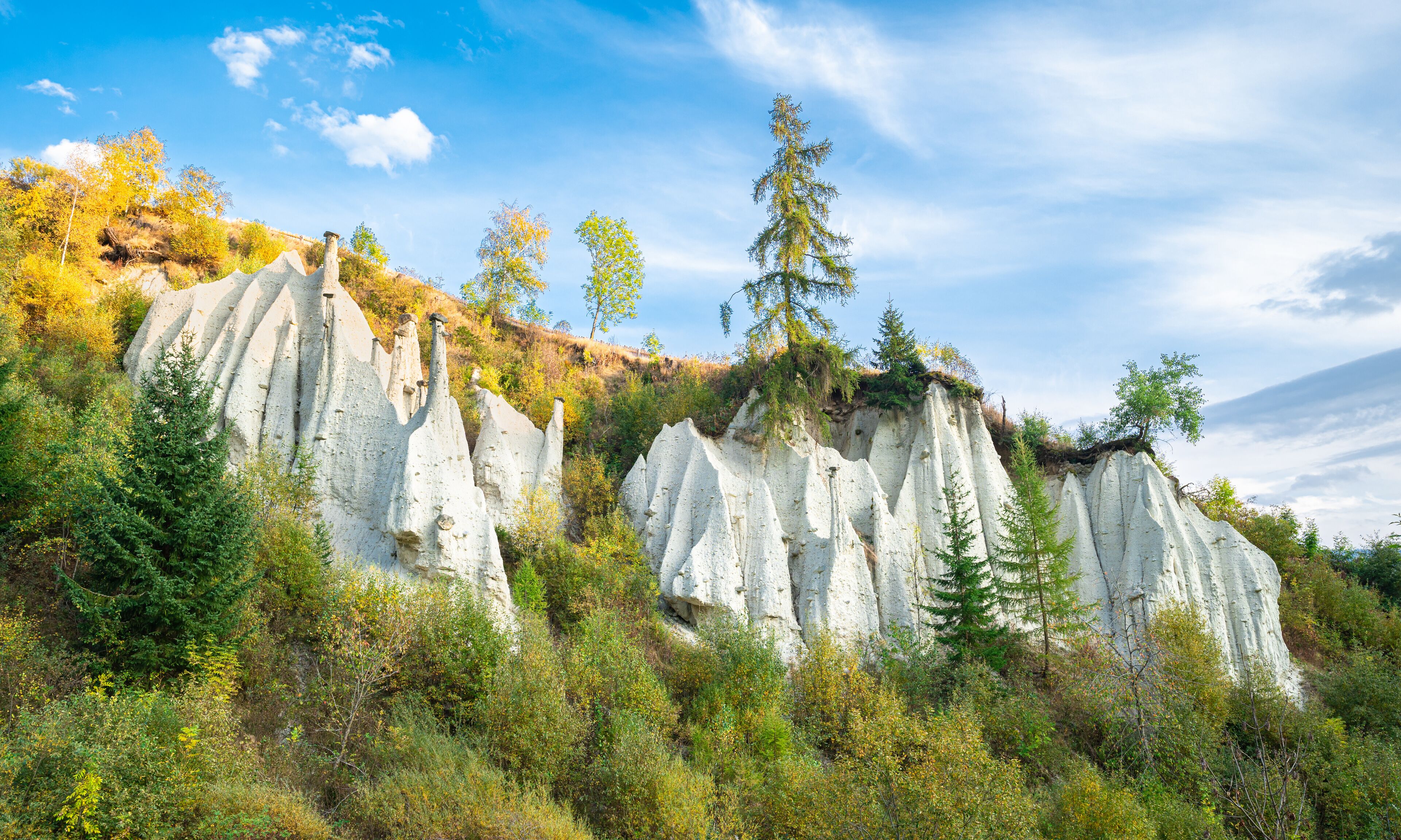 Earth pyramids, a geological phenomenon, near the village of Terenten (Terento) in South Tyrol, Italy