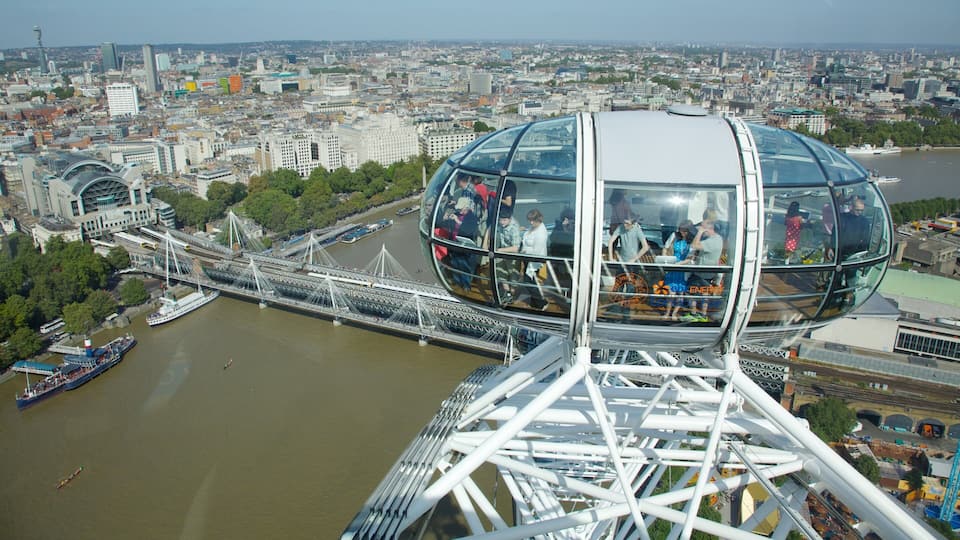 London Eye og byder på udsigt, en by og en flod eller et vandløb
