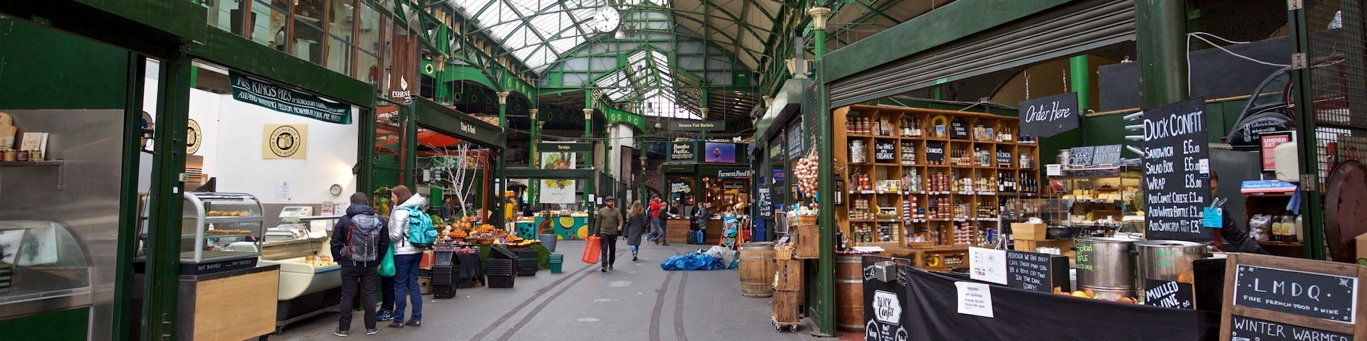 Borough Market caracterizando mercados, cenas de rua e sinalização