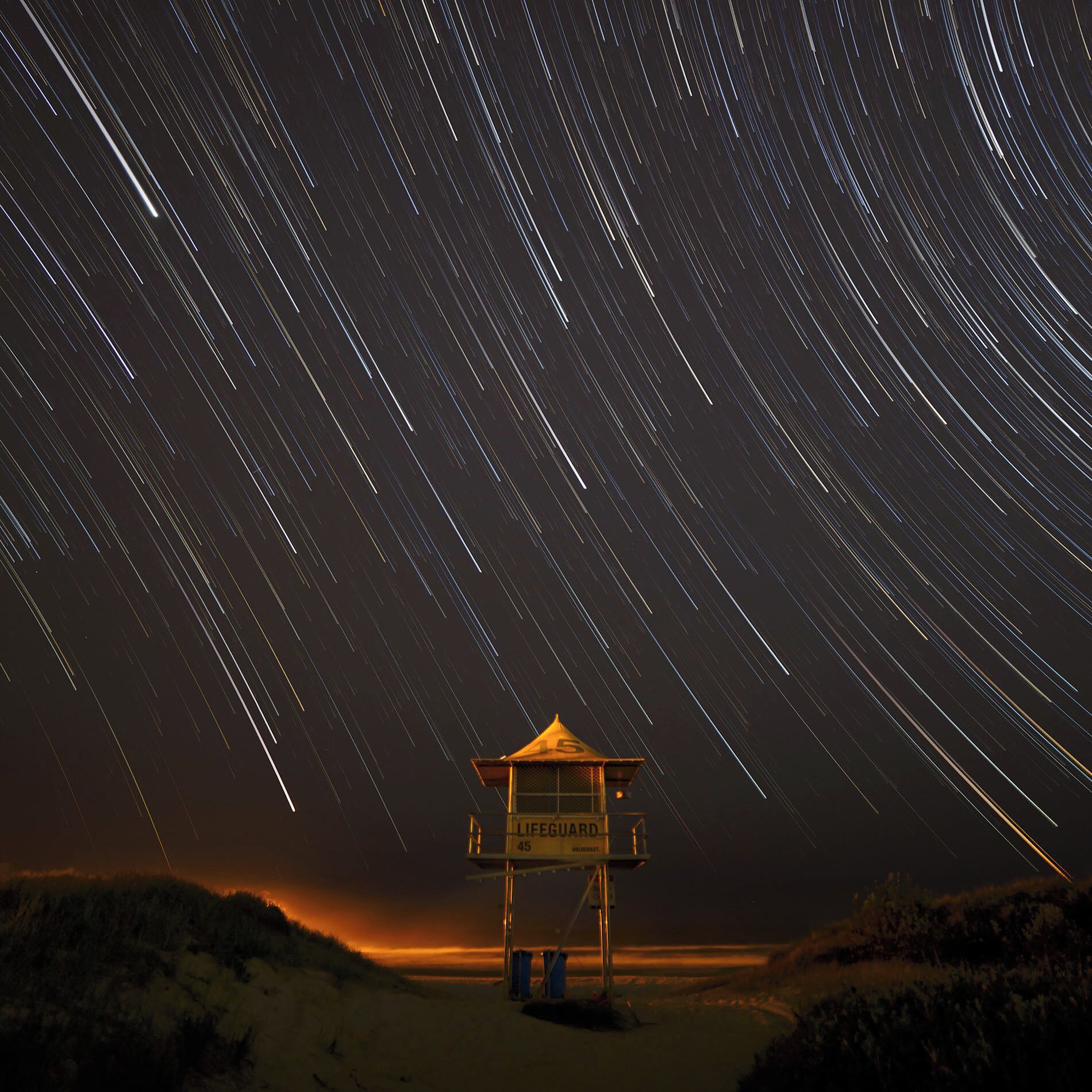 Last year I captured an image of a Lifeguard tower on the Gold Coast with the Milky Way above it, featuring the blue moon rising.  I thought this location was worth revisiting for a startrails shot and with the clear skies over the weekend it was the perfect time for it.  It took some time but I came back with over 240 shots to create this reverse startrails image you see here. #bestof5