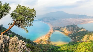 Dalyan estuary and Iztuzu turtle beach in Aegean Sea in afternoon