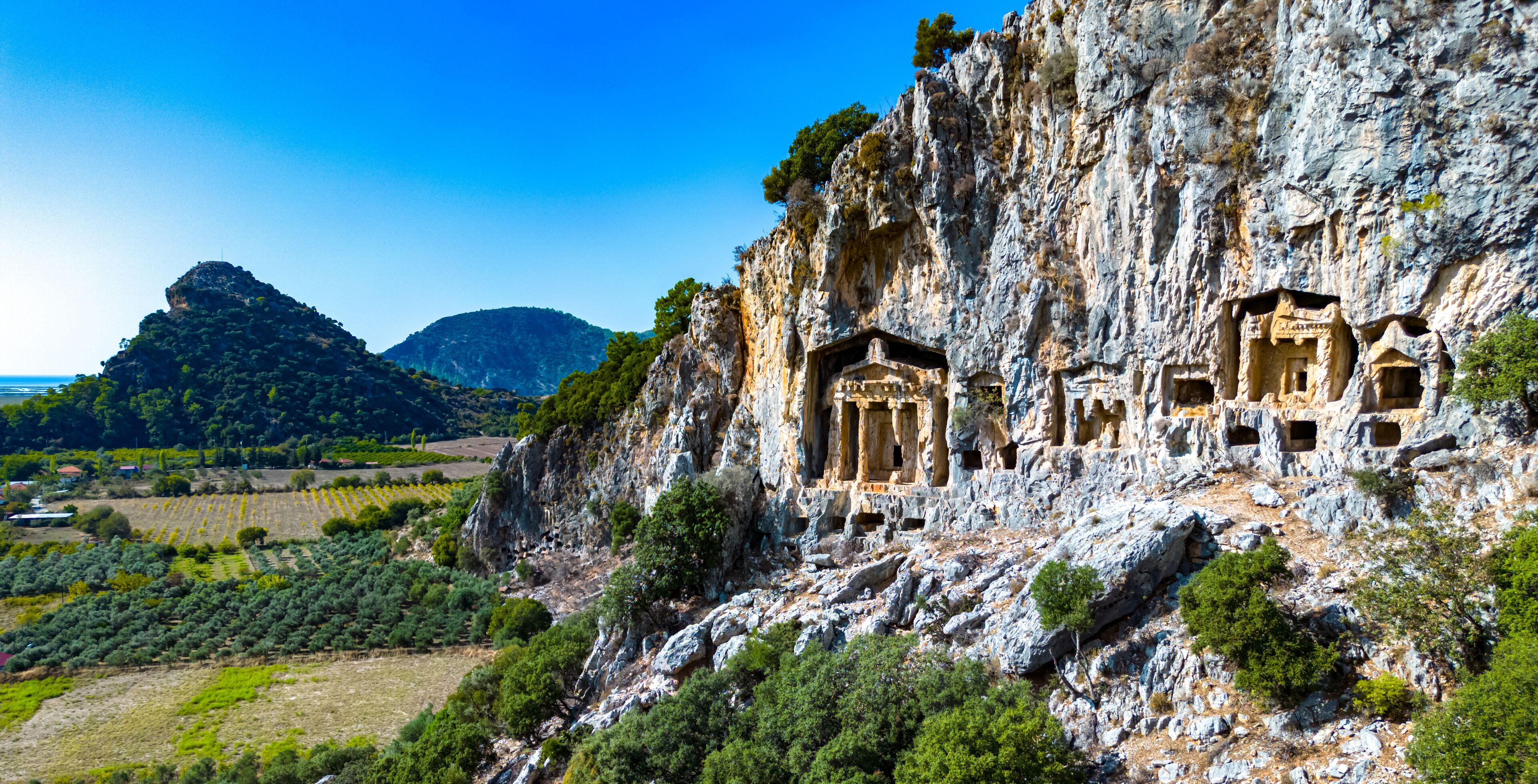 Lycian rock cut tombs of Dalyan in Mugla Province, Turkey