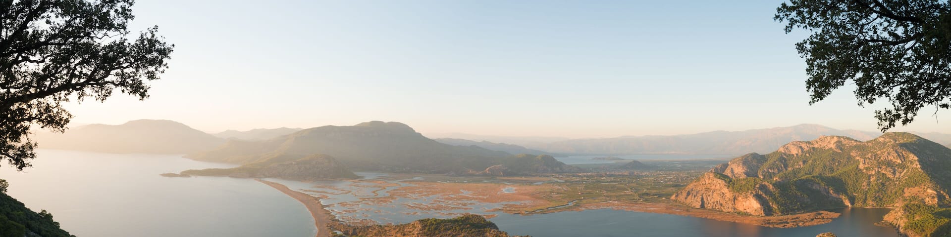 Sunset view from the top of Iztuzu beach. Ortaca district, Mugla province, Turkey country