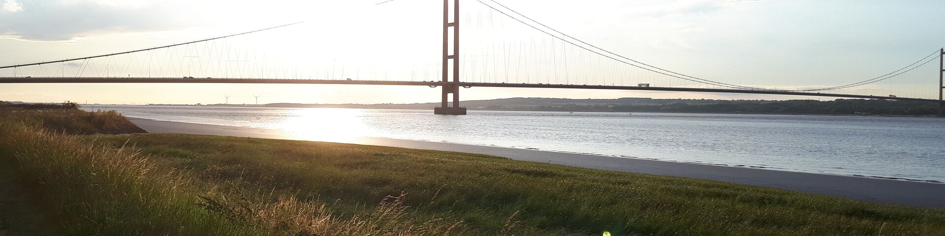 The Humber Bridge at dusk.