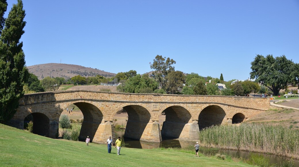 Lovely village in a rural setting on Tasmania. Bridge built by transported convicts from the UK.