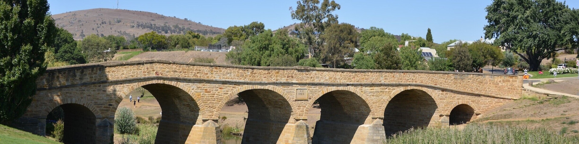 Lovely village in a rural setting on Tasmania. Bridge built by transported convicts from the UK.