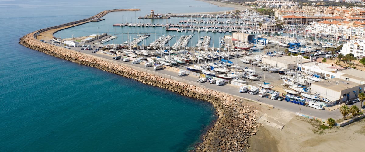 aerial view of the harbour of Almerimar Spain on a sunny day