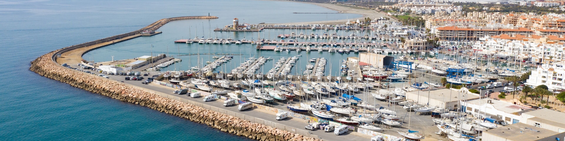 aerial view of the harbour of Almerimar Spain on a sunny day