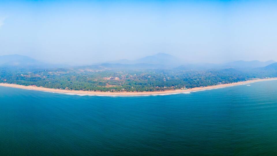 Agonda Beach aerial panoramic view in Goa, India