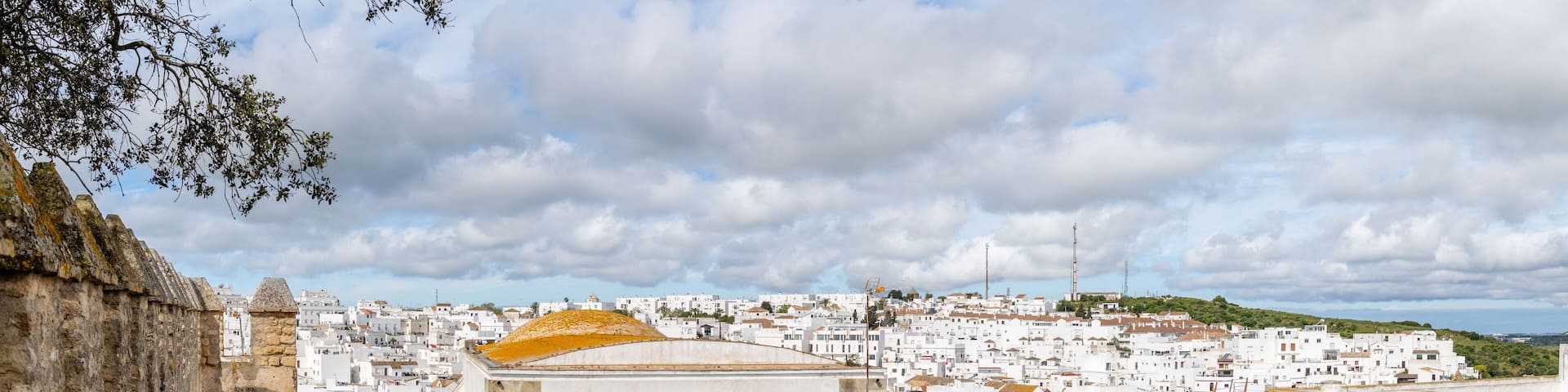 Vejer, Spain - April 17, 2025: Streets of the historic center of the city of Vejer de la Frontera, province of Cadiz, during the Easter festivities in Vejer, Spain.