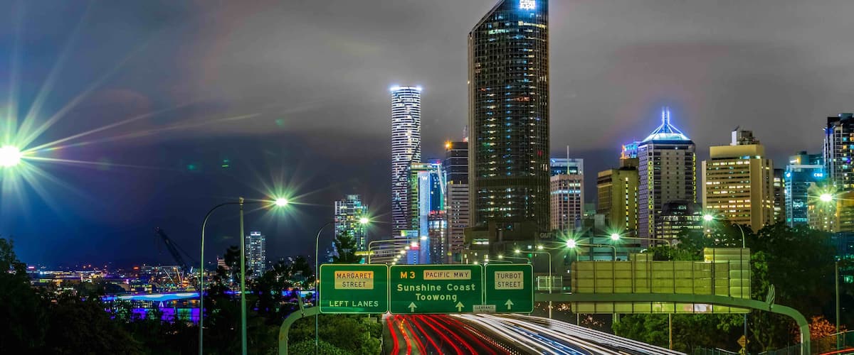 Some light trail leading into Brisbane