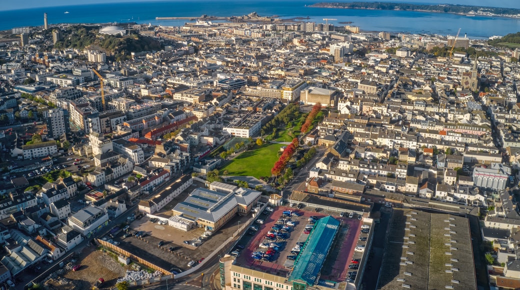 Aerial View of the St. Helier Suburb of Saint Saviour, Jersey