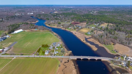 Berkley Bridge across on Taunton River between town of Berkley and Dighton, Massachusetts MA, USA.