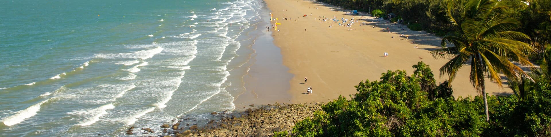 Four Mile Beach which includes tropical scenes, landscape views and general coastal views