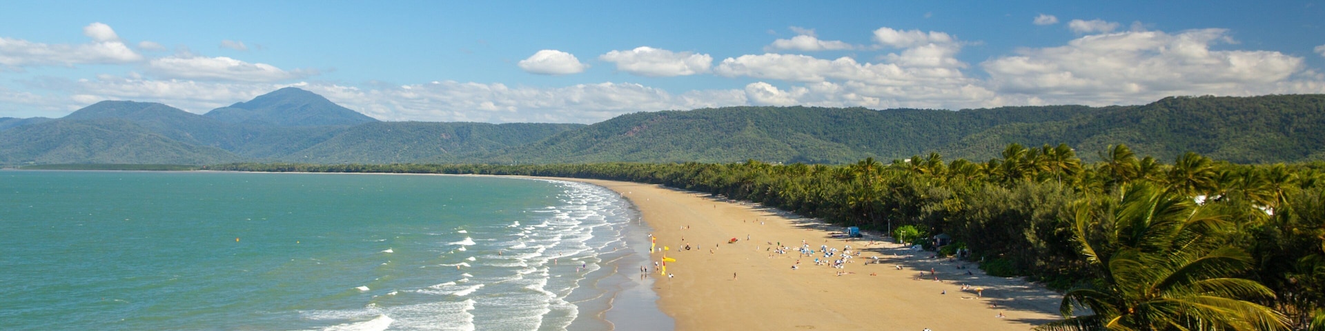 Four Mile Beach which includes tropical scenes, landscape views and general coastal views