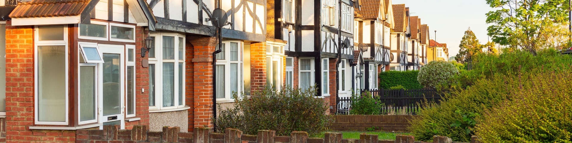 Streets of Greenford town, west London, UK