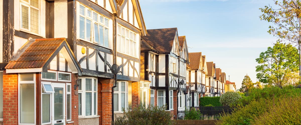 Streets of Greenford town, west London, UK