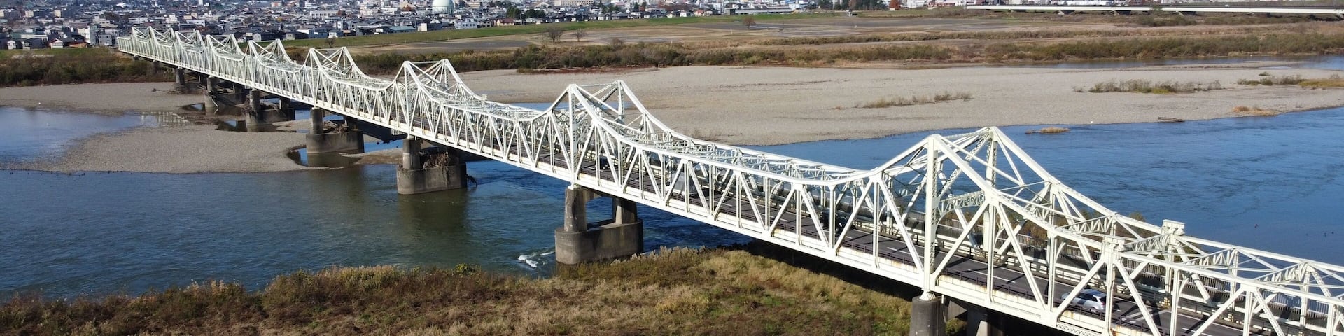 Scenic view of the Natchez - Vidalia Bridge in Louisiana. Air bridge crosses the Mississippi River