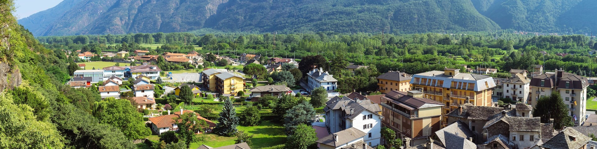 Vogogna (Ossola Valley, Piedmont): old village panorama. Color image
