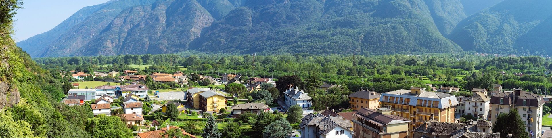 Vogogna (Ossola Valley, Piedmont): old village panorama. Color image