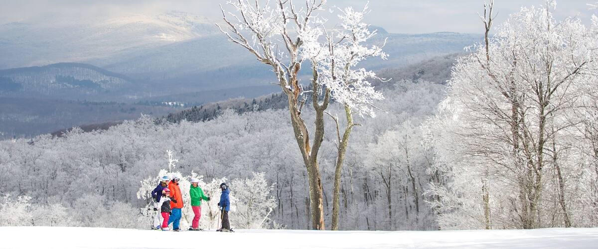The Berkshires featuring snow as well as a family