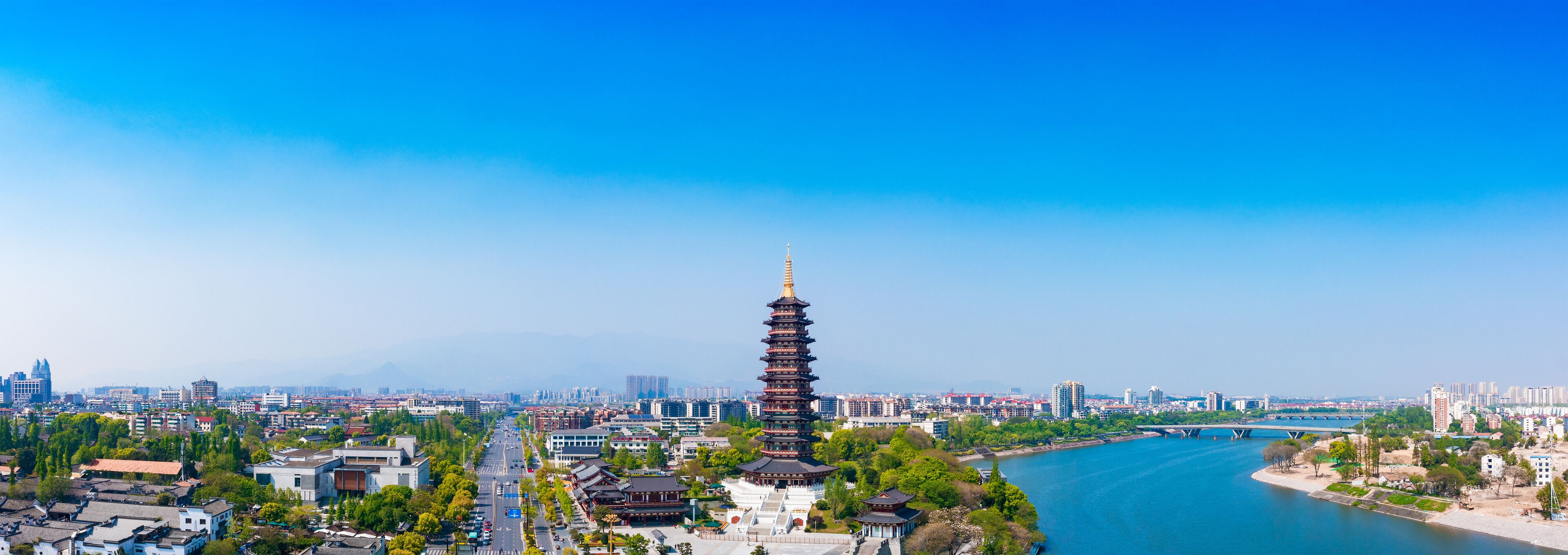 Wanfo Pagoda in Wuzhou ancient city, Jinhua City, Zhejiang Province, China