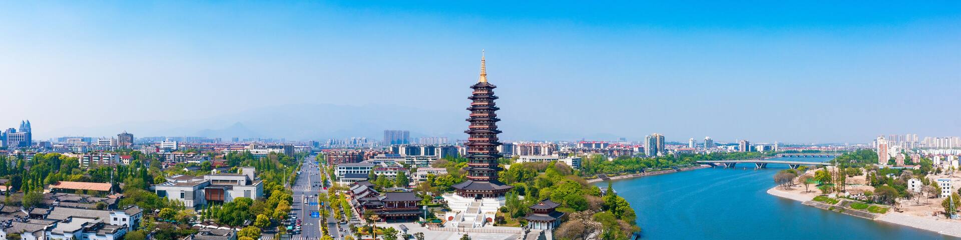Wanfo Pagoda in Wuzhou ancient city, Jinhua City, Zhejiang Province, China